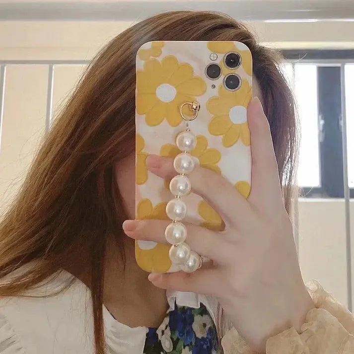 Yellow Floral Pearl Case - ThePhoneCart
