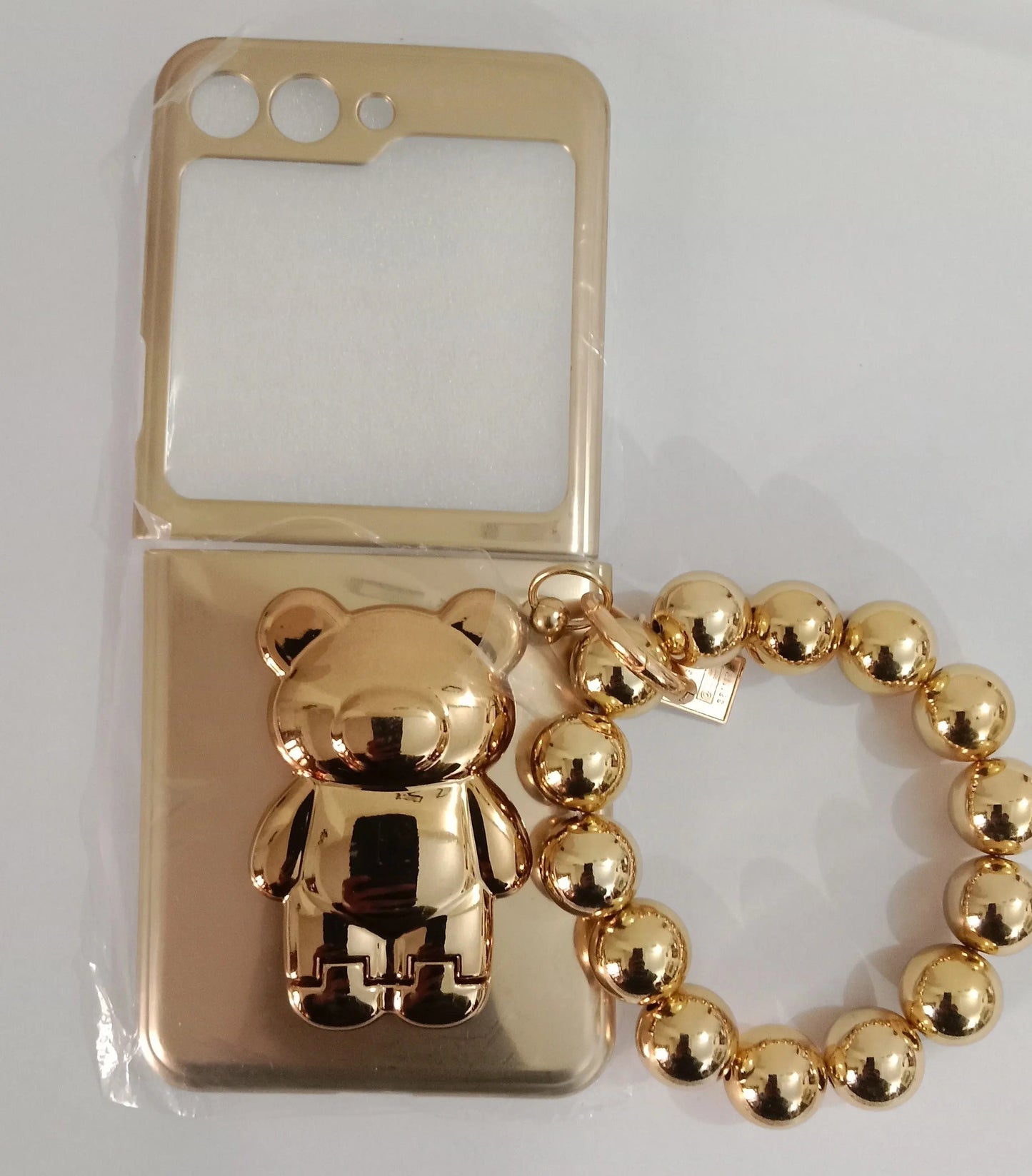 Luxury Plating Bear Stand Cover with Chain- Samsung Case - ThePhoneCart