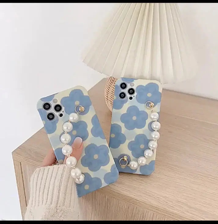 Blue Floral Pearl Case - ThePhoneCart