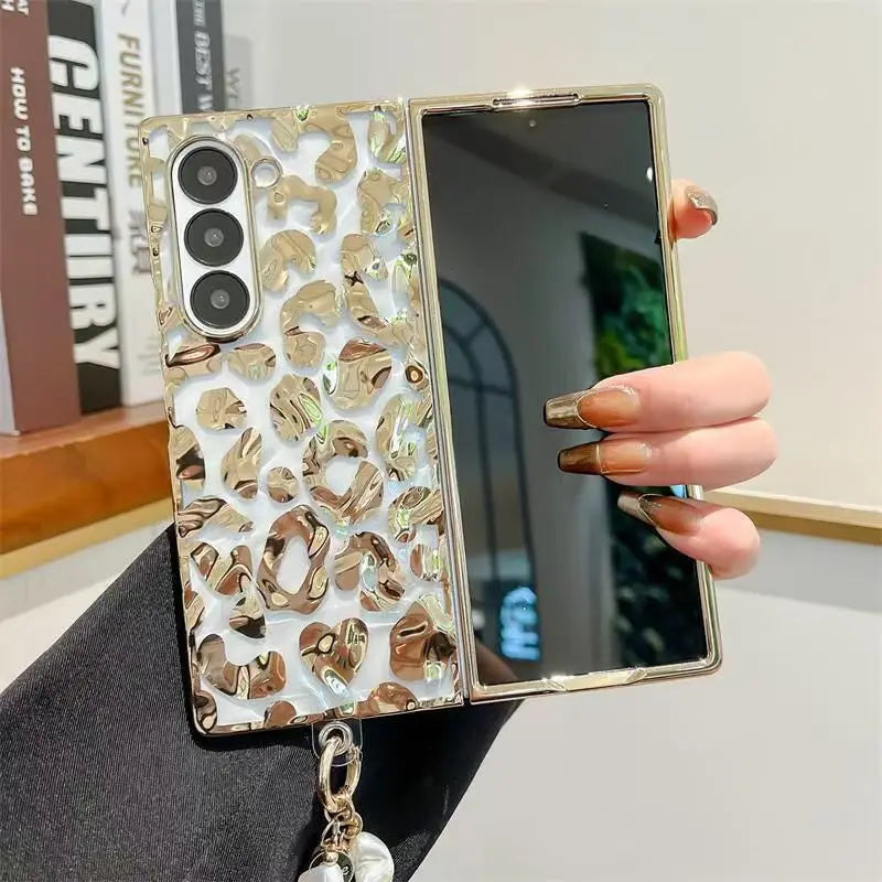 Golden Leopard Print Samsung Fold Case - ThePhoneCart
