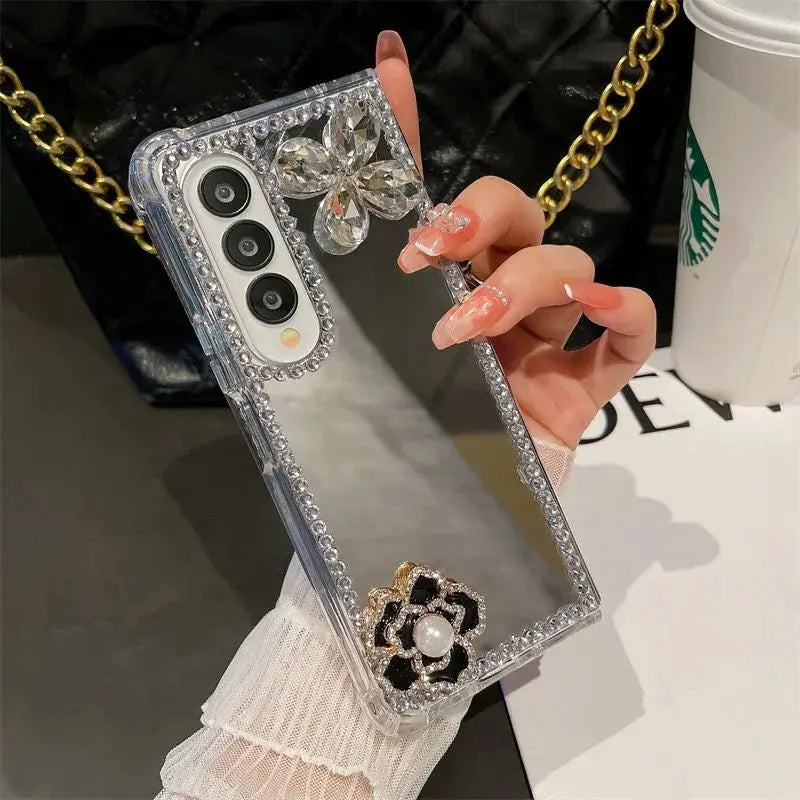 Mirror Stone Flower Samsung Fold Case - ThePhoneCart