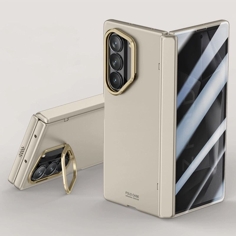 Shockproof Magnetic Samsung Fold Case with Stand & Temperred Glass (Prepaid Only)