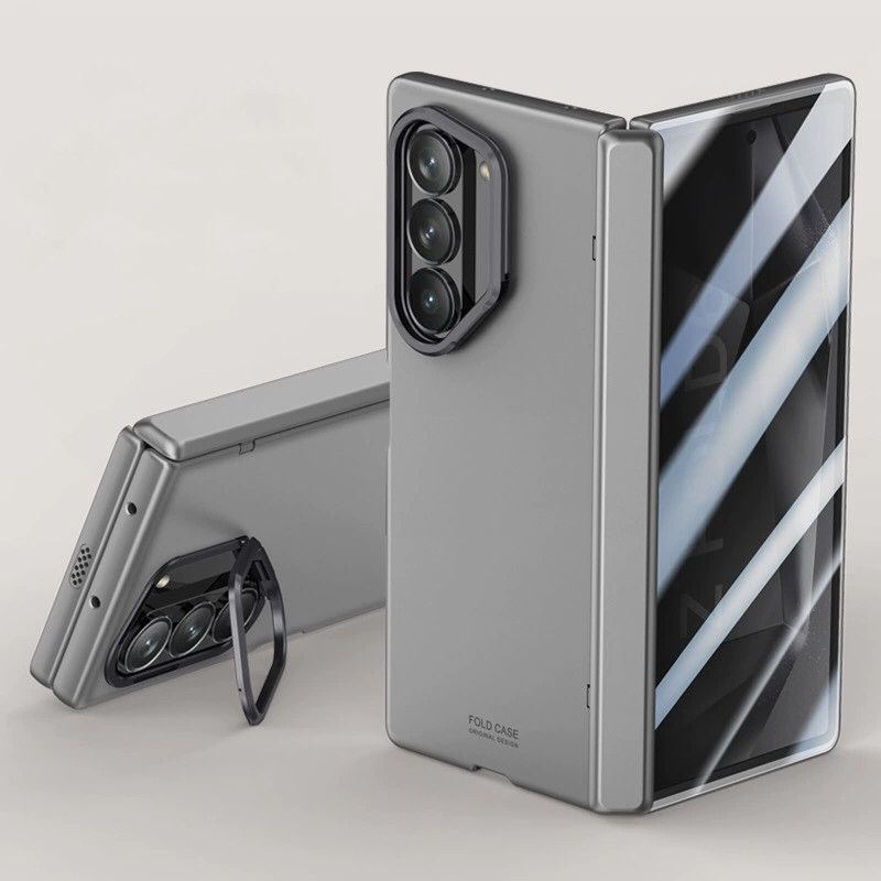 Shockproof Magnetic Samsung Fold Case with Stand & Temperred Glass (Prepaid Only)