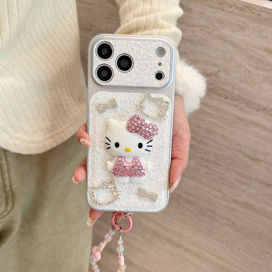 Bling Princess Kitty Beaded Strap iPhone Cover