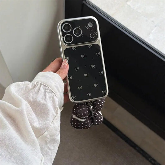 Black Bow iPhone Cover with Bear Charm ThePhoneCart