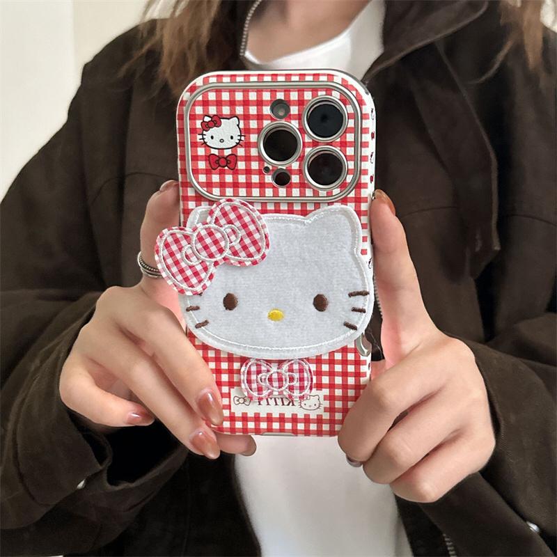 Hello Kitty Red Checkered iPhone Cover with 3D Bow