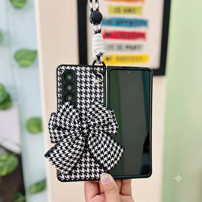 Black-White Bow Armband Samsung Fold Cover