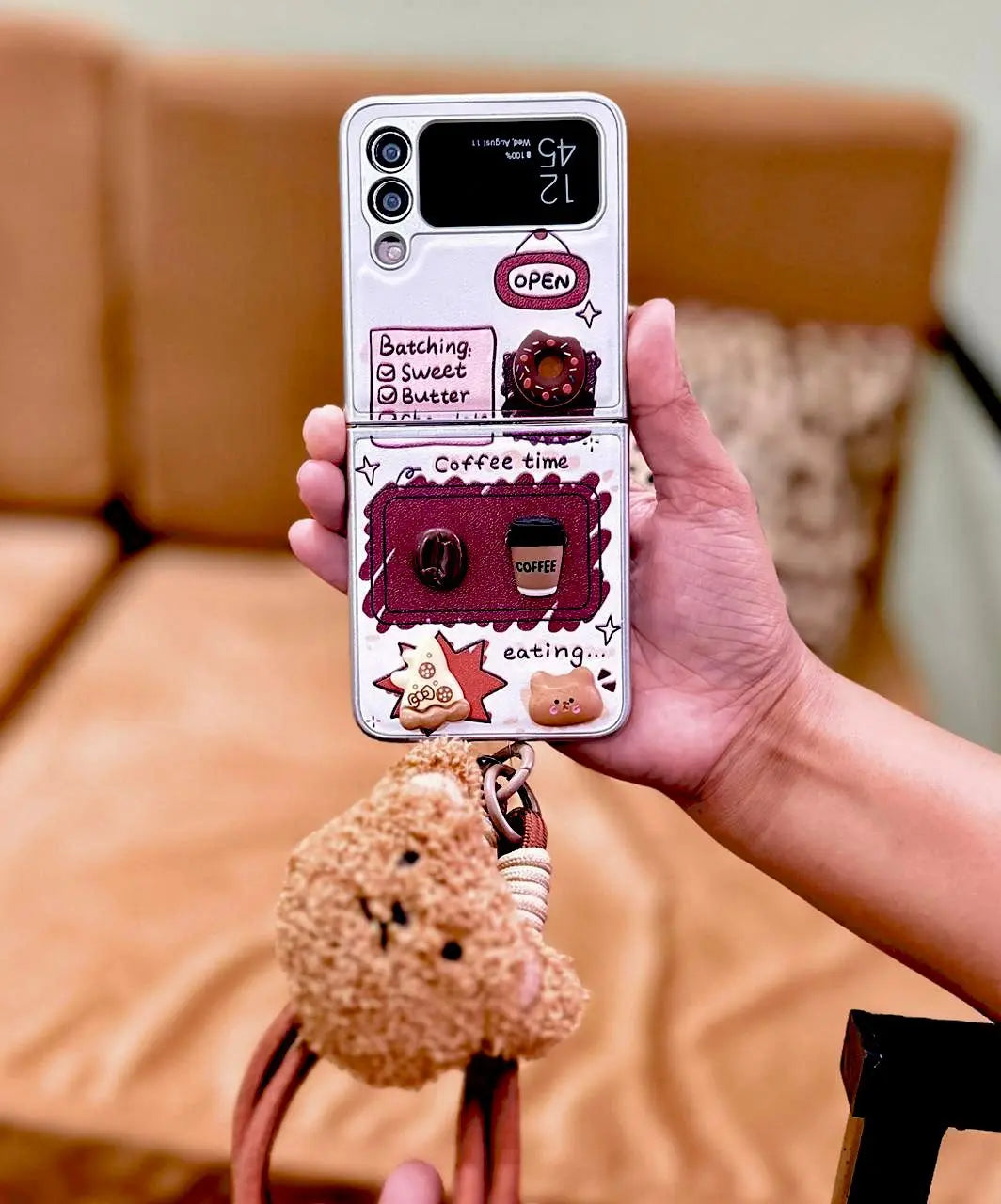 3D Caffenut Bear Samsung Flip Cover ThePhoneCart