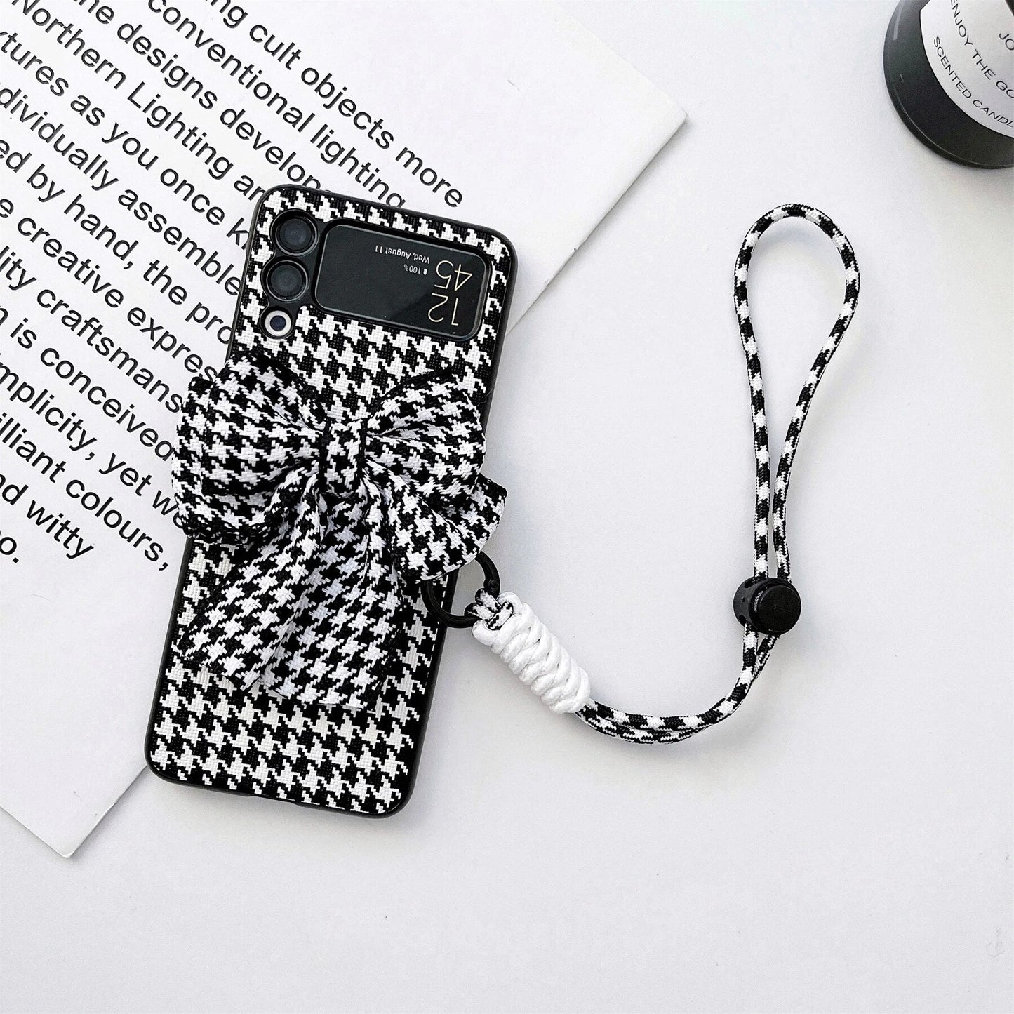 Black-White Bow Armband Samsung Flip Case - ThePhoneCart