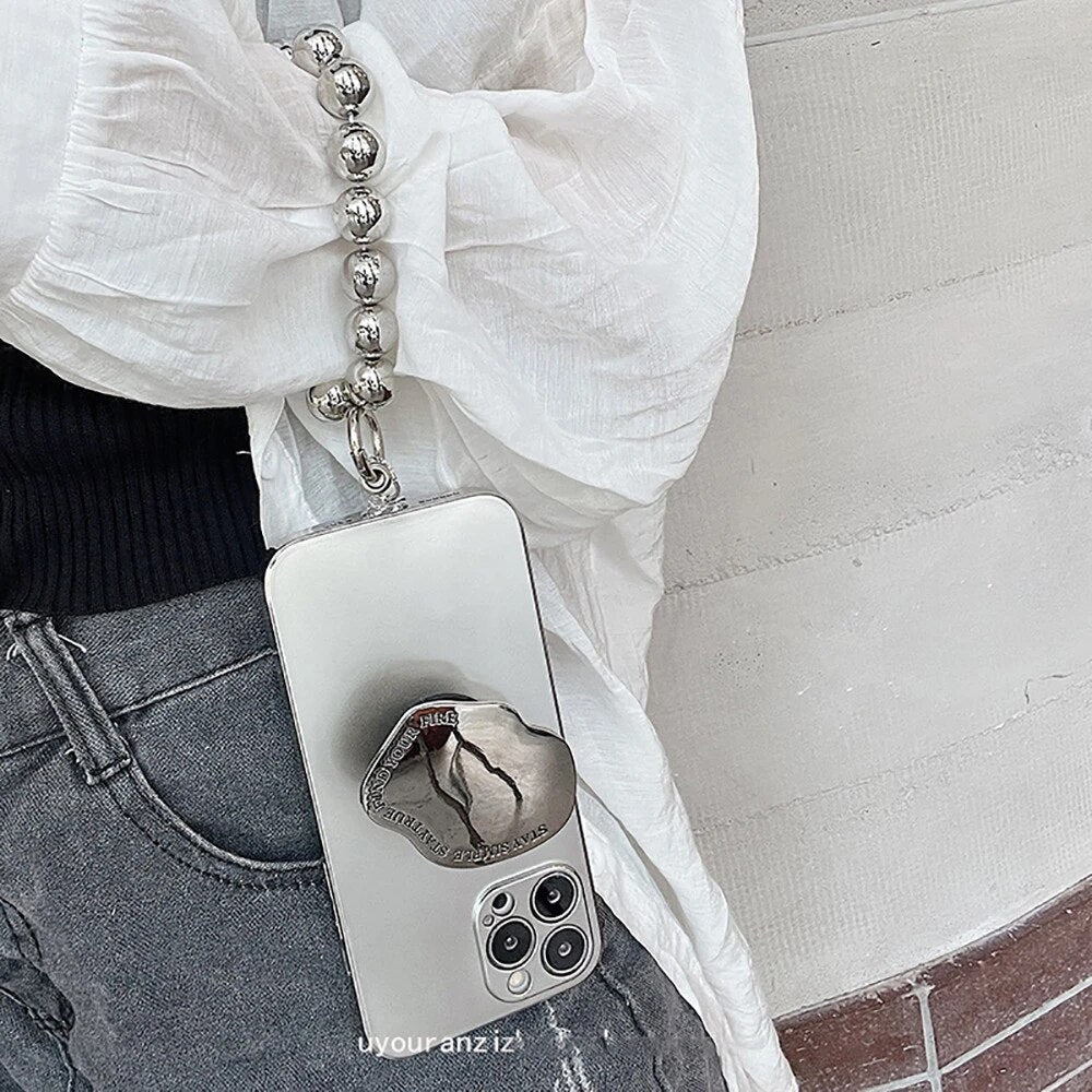 Silver Stone Matte Case With Charm - ThePhoneCart