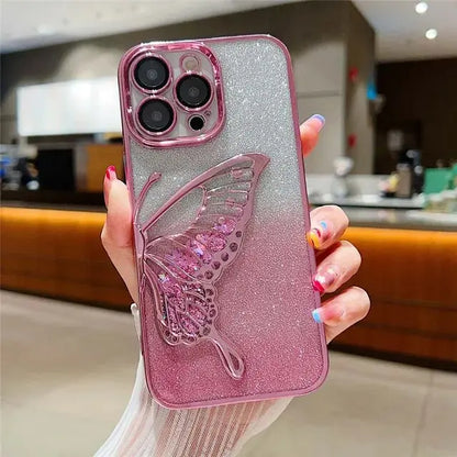 Glittery Butterfly Liquid Case - ThePhoneCart