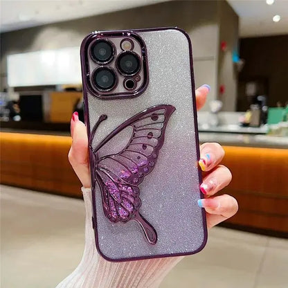 Glittery Butterfly Liquid Case - ThePhoneCart
