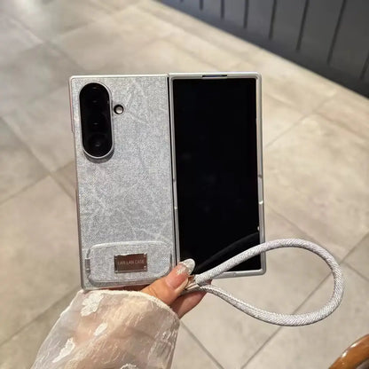 Luxury Denim with Bracket Lanyard Samsung Fold Cover ThePhoneCart