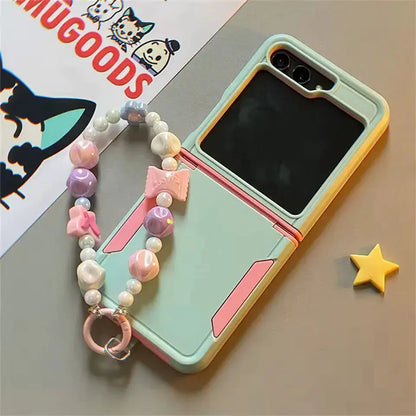 Korean Cute Green Pink Samsung Flip Case - ThePhoneCart