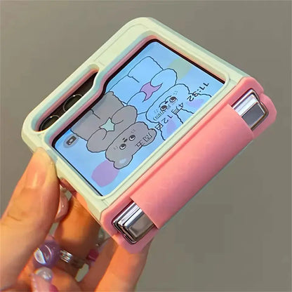 Korean Cute Green Pink Samsung Flip Case - ThePhoneCart