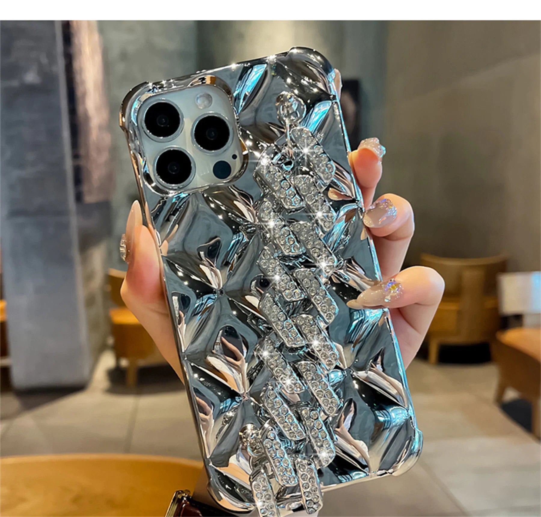 Platinum Quad Studded Chain Case - ThePhoneCart