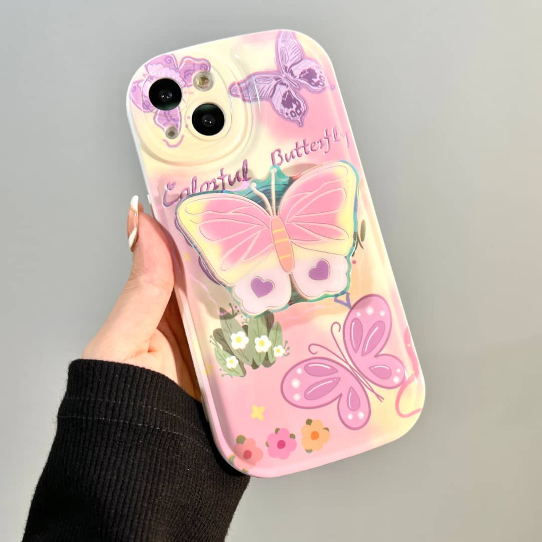 Colorful Butterfly Case With Charm - ThePhoneCart