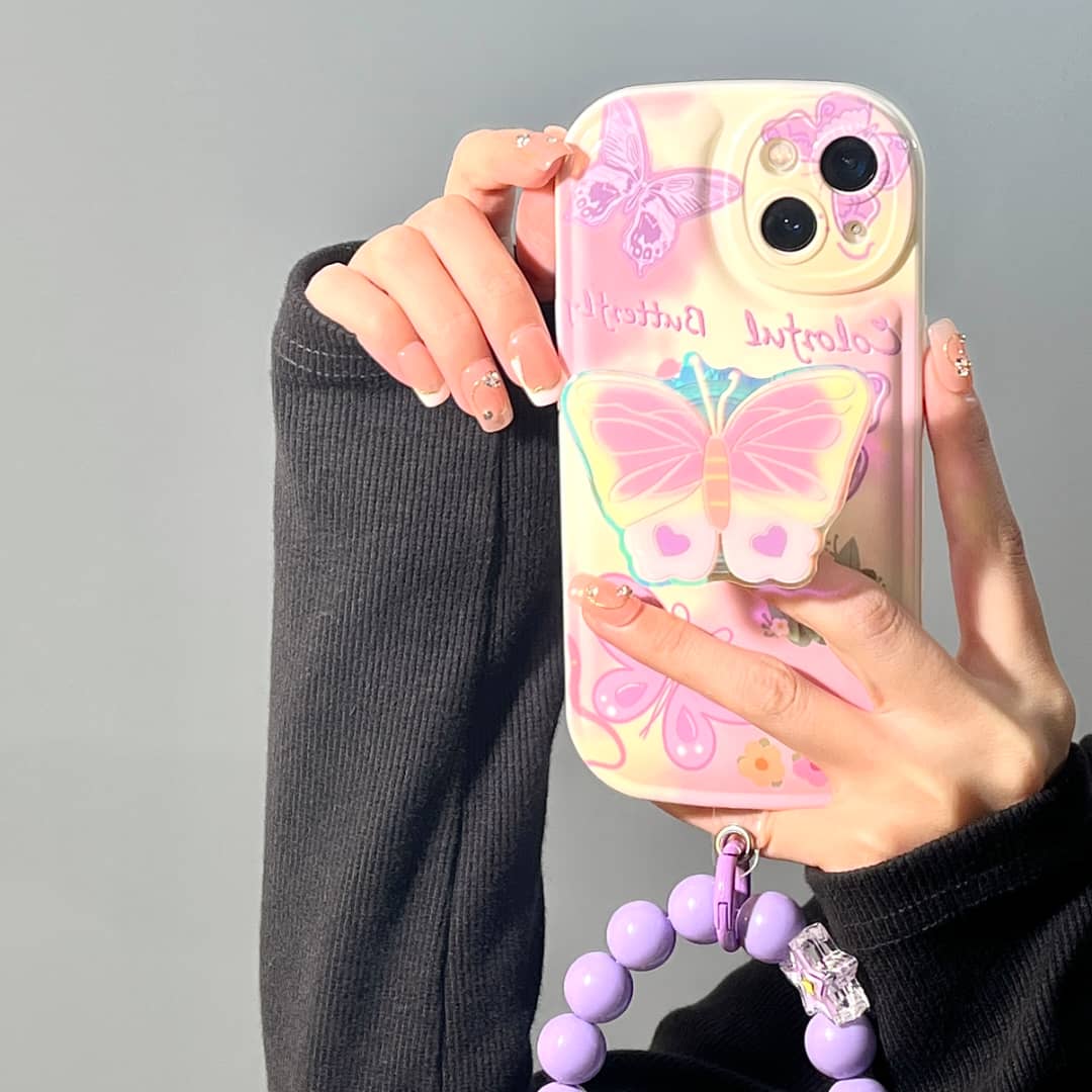 Colorful Butterfly Case With Charm - ThePhoneCart