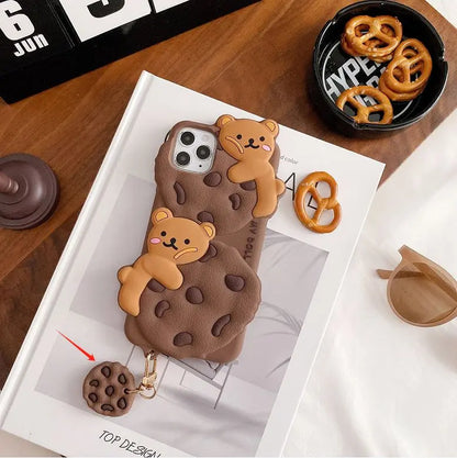Cute Cookie Bear Silicon Case with Cookie Charm - ThePhoneCart