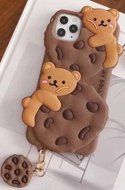 Cute Cookie Bear Silicon Case with Cookie Charm - ThePhoneCart