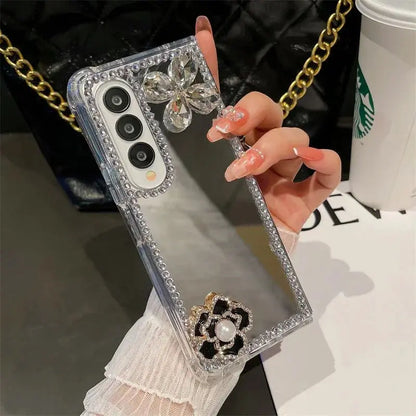 Mirror Stone Flower Samsung Fold Case - ThePhoneCart