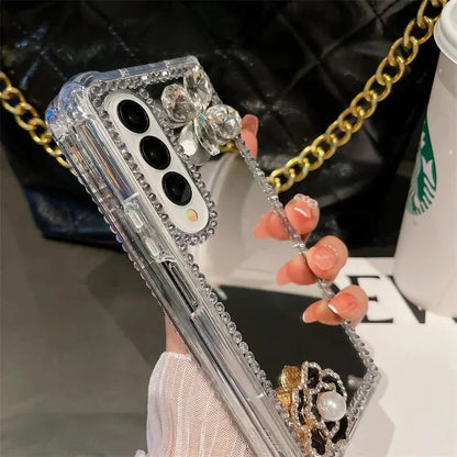 Mirror Stone Flower Samsung Fold Case - ThePhoneCart