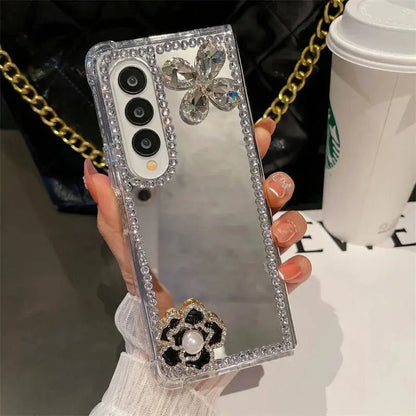 Mirror Stone Flower Samsung Fold Case - ThePhoneCart