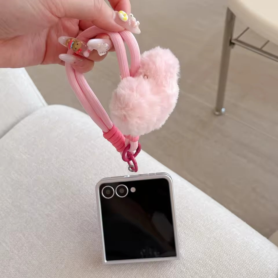 Painted Pink Heartz Samsung Flip Cover With Lanyard