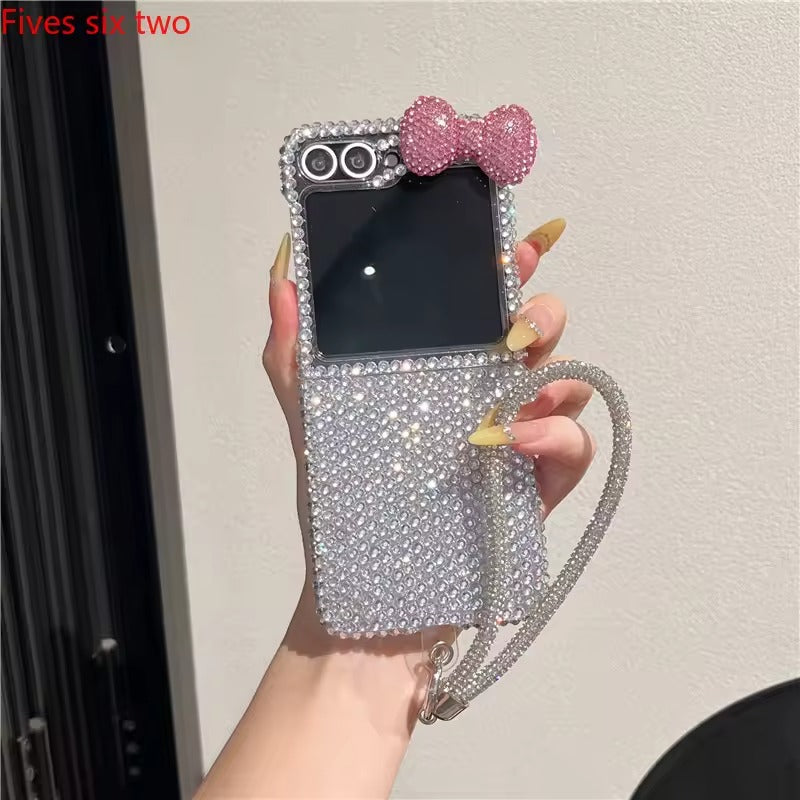 Sparkling Diamond Bow Samsung Flip Case