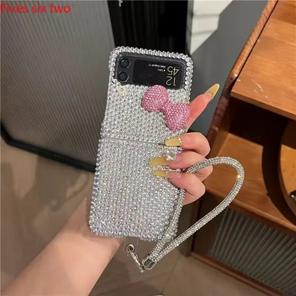 Sparkling Diamond Bow Samsung Flip Cover ThePhoneCart