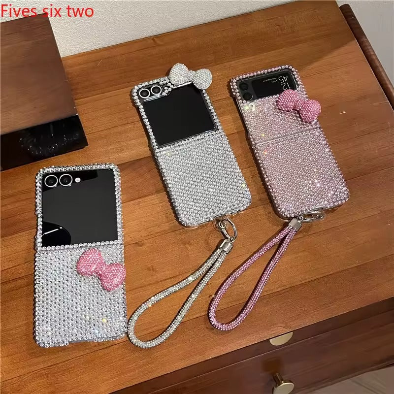 Sparkling Diamond Bow Samsung Flip Case