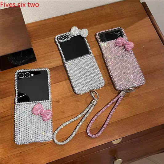 Sparkling Diamond Bow Samsung Flip Case