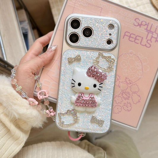 Bling Princess Kitty Beaded Strap iPhone Cover