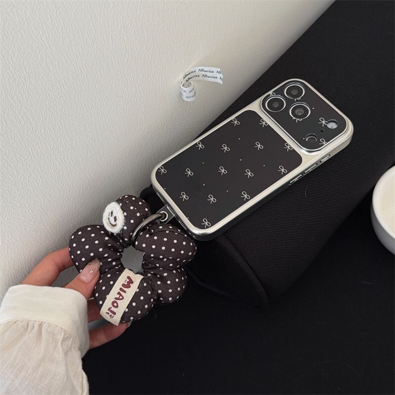 Black Bow iPhone Cover with Bear Charm