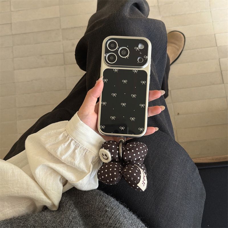 Black Bow iPhone Cover with Bear Charm