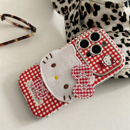 Hello Kitty Red Checkered iPhone Cover with 3D Bow ThePhoneCart