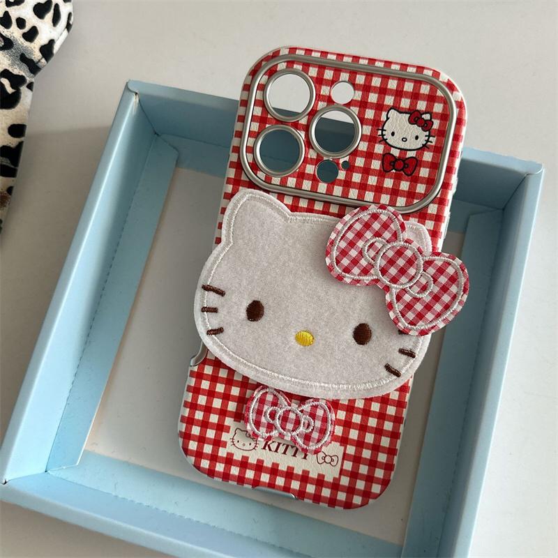 Hello Kitty Red Checkered iPhone Cover with 3D Bow