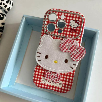 Hello Kitty Red Checkered iPhone Cover with 3D Bow ThePhoneCart