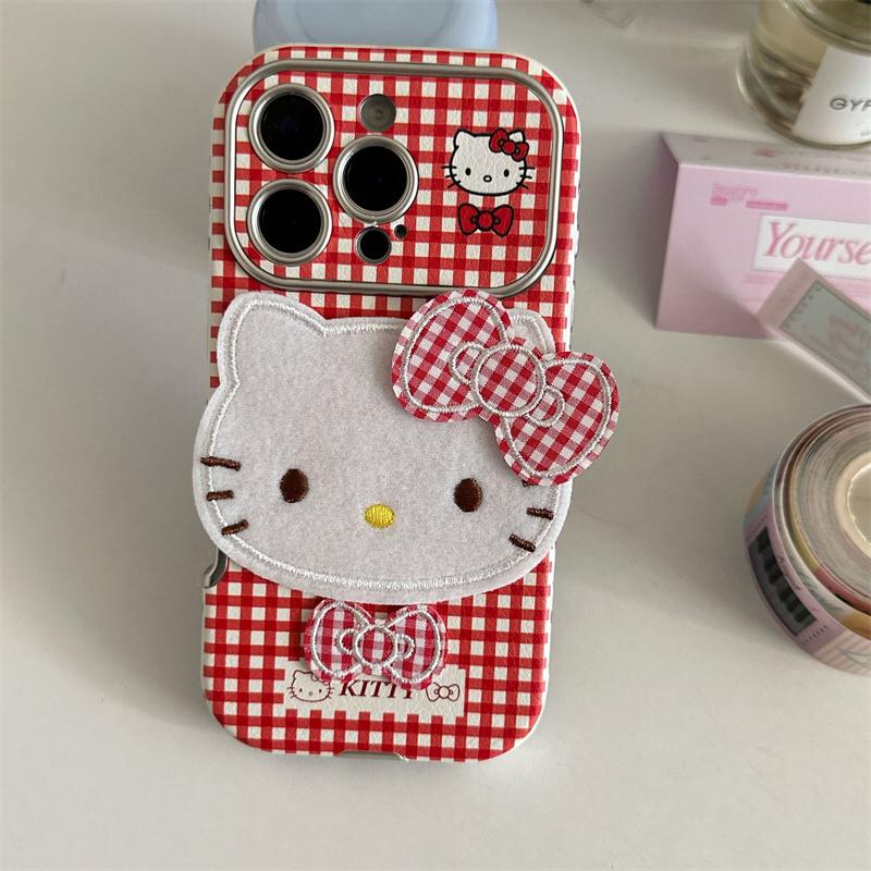 Hello Kitty Red Checkered iPhone Cover with 3D Bow