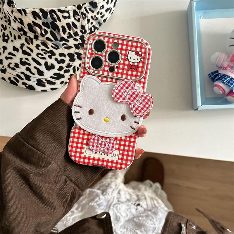 Hello Kitty Red Checkered iPhone Cover with 3D Bow