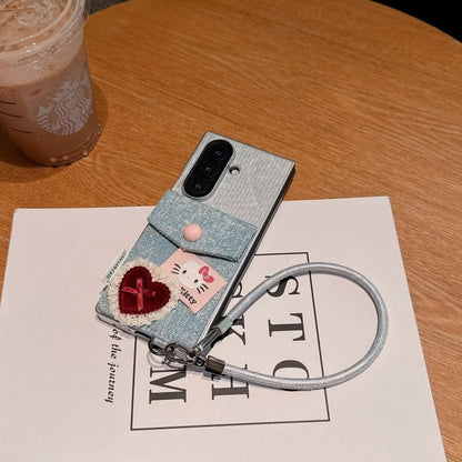 Elite Denim & Pearl Hello Kitty Charm Flip Fold Case ThePhoneCart