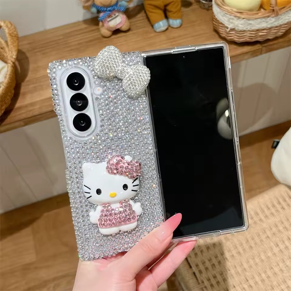 Sparkling Bow Crystal Kitty Fold Cover ThePhoneCart