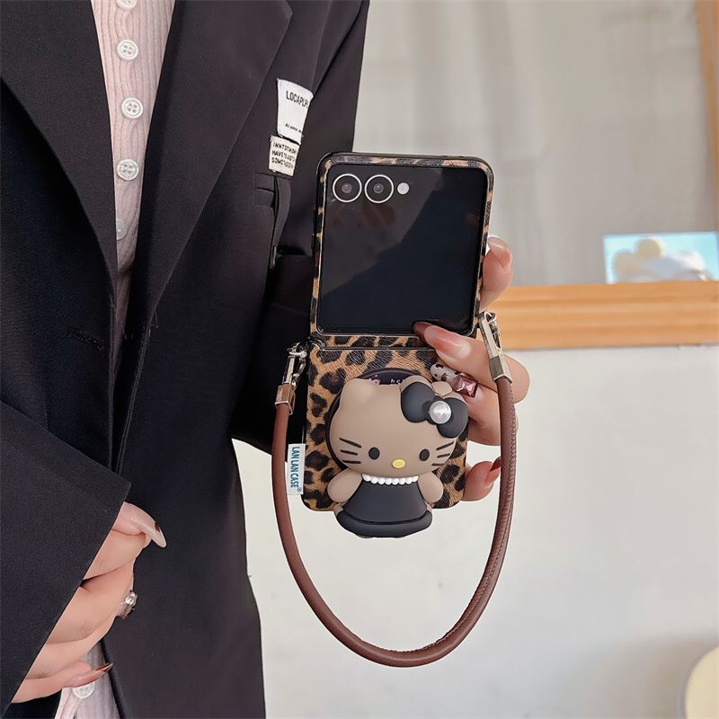 Leopard Print 3D Cat Samsung Flip Case ThePhoneCart