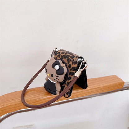 Leopard Print 3D Cat Samsung Flip Case ThePhoneCart