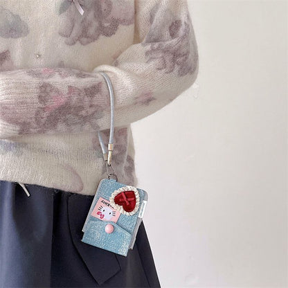 Elite Denim & Pearl Hello Kitty Charm Flip Fold Case ThePhoneCart