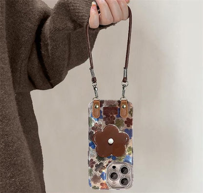 Autumn Bloom Lanyard Case with 3D Flower Grip Tok