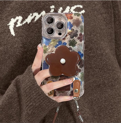 Autumn Bloom Lanyard Case with 3D Flower Grip Tok