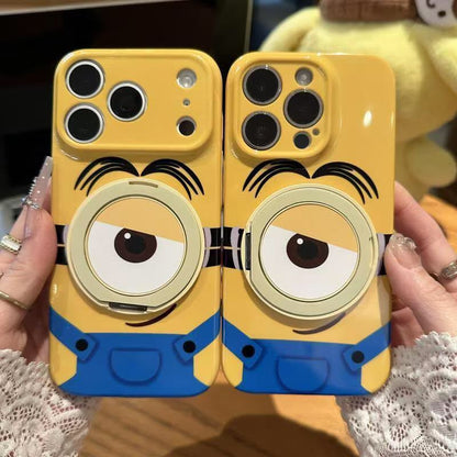 Yellow Minion iPhone Case with Foldable Lens Kickstand