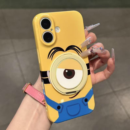 Yellow Minion iPhone Case with Foldable Lens Kickstand