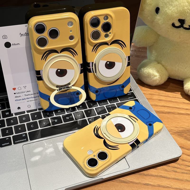 Yellow Minion iPhone Case with Foldable Lens Kickstand
